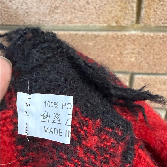 Plaid Red and Black Buffalo Plaid Scarf OS - Picture 2 of 3